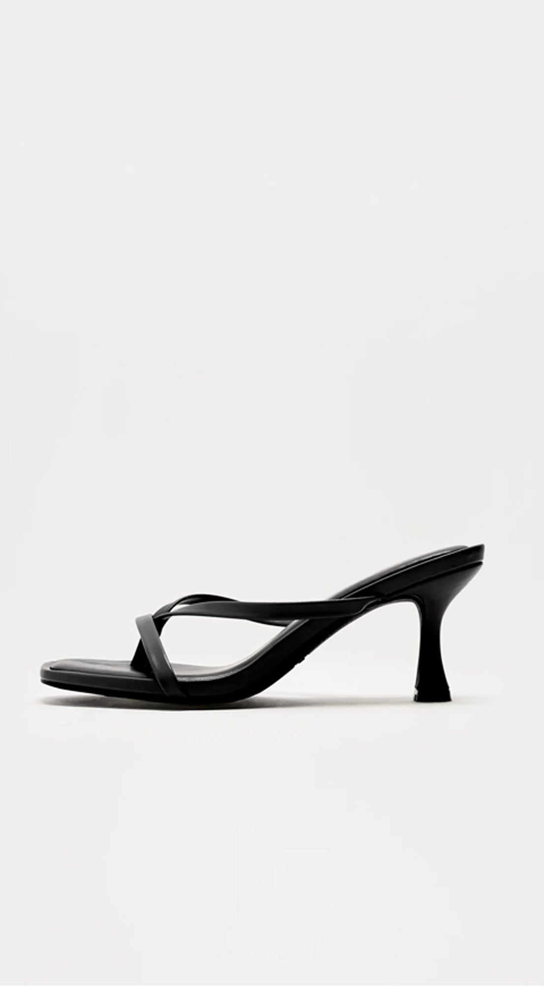 Black Thong Heel Mules