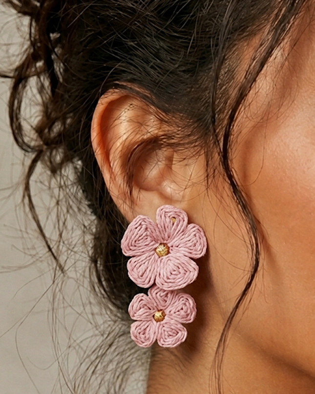 Pink Zia FLower Earrings