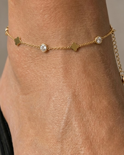 Gold Stone Bezel Anklet
