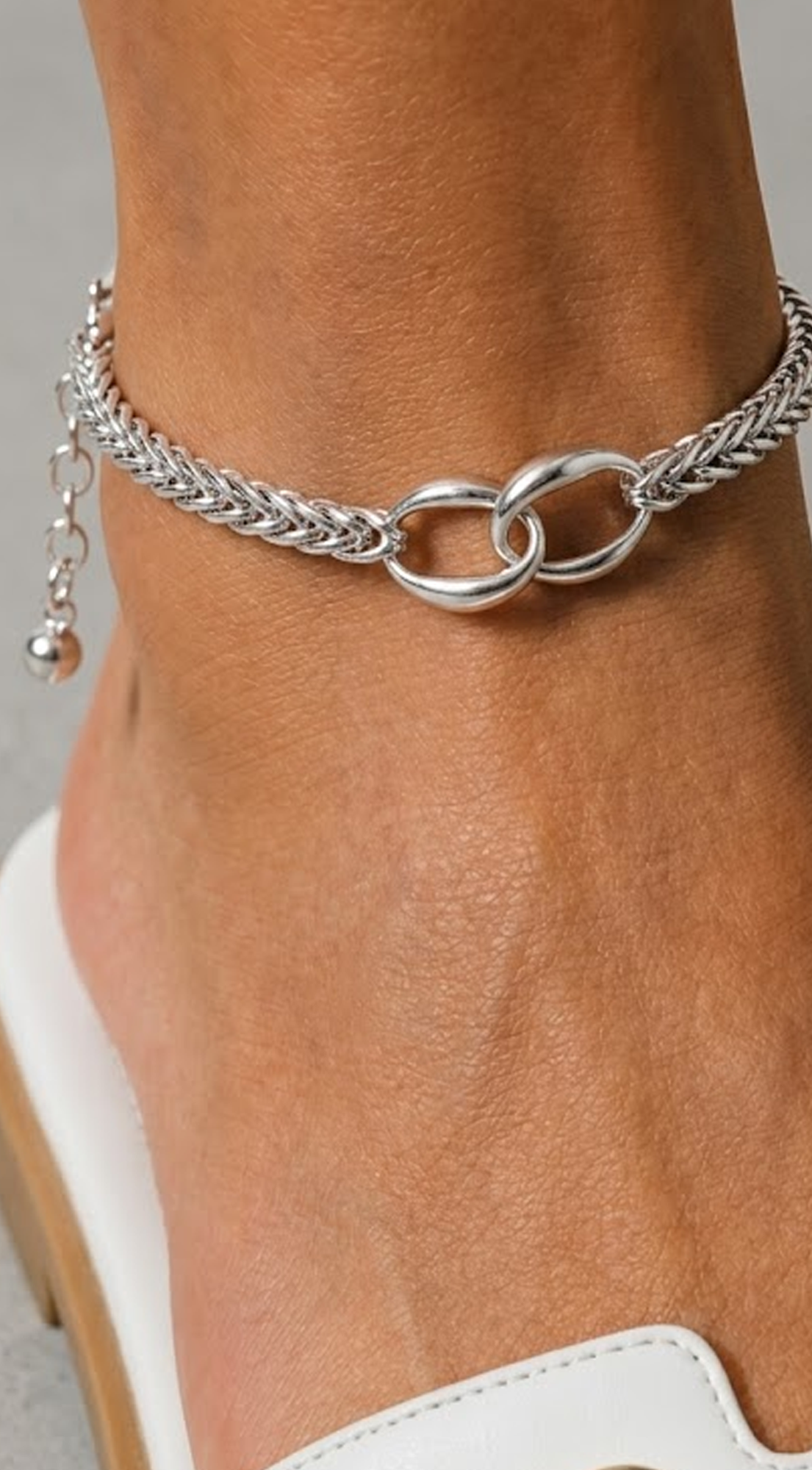 Silver Gold Dipped Braided Chain Link Anklet