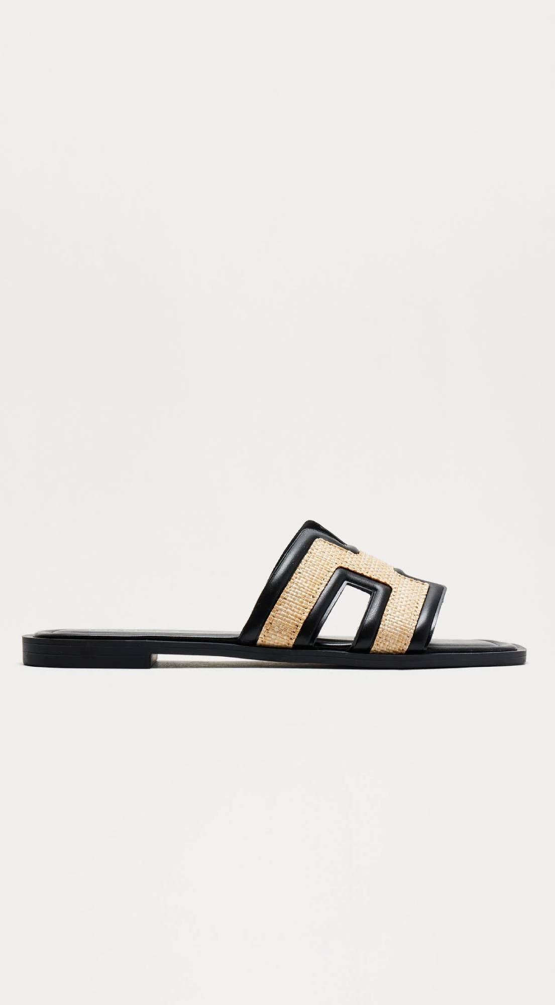 Black H Flat Sandal