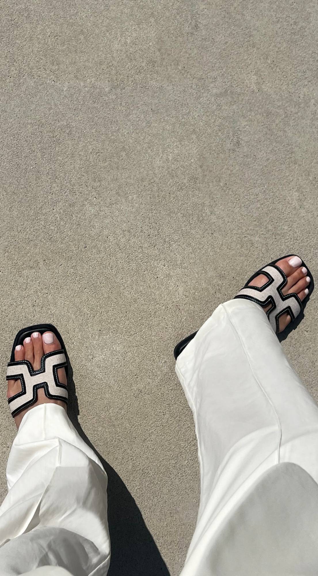 Black H Flat Sandal