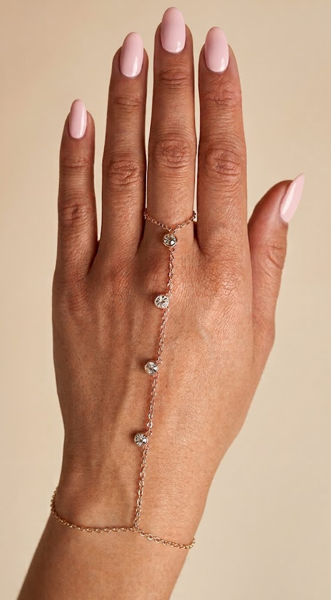 Gold Round Stone Hand Bracelet