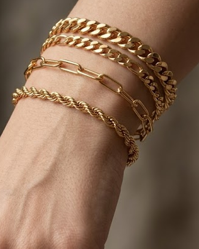 Gold Strand Layered Chain Bracelet Set