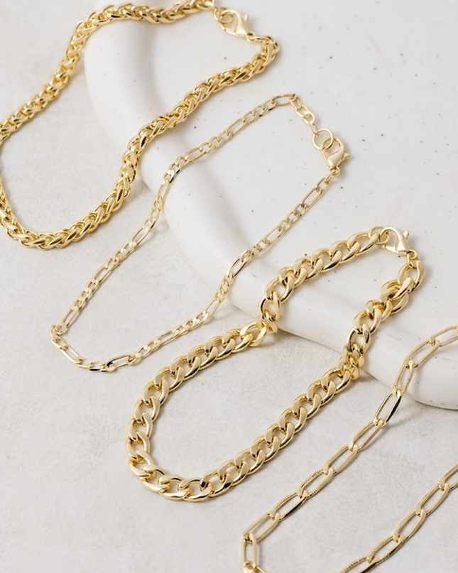 Gold Strand Layered Chain Bracelet Set