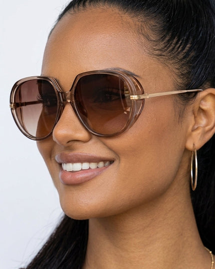 Beige Riviera Oversized Sunglasses