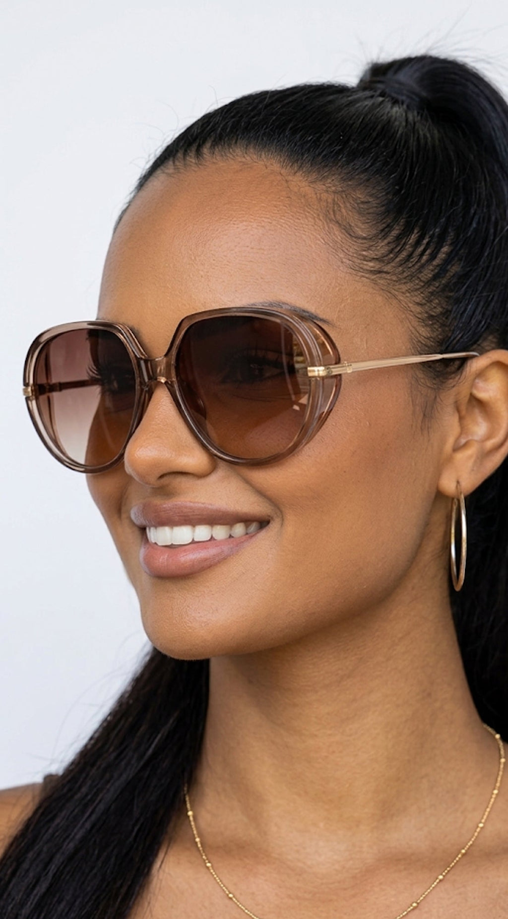 Beige Riviera Oversized Sunglasses