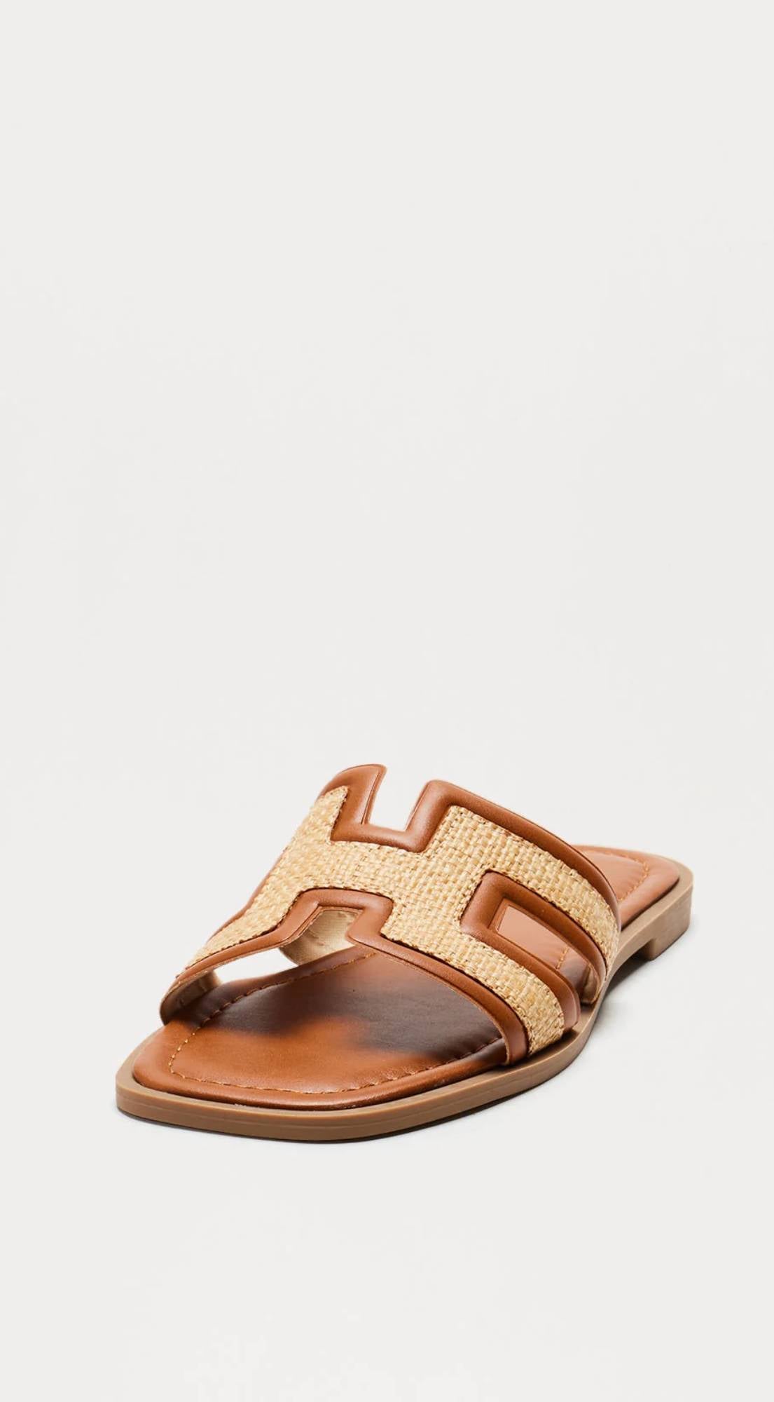 Brown H Flat Sandal