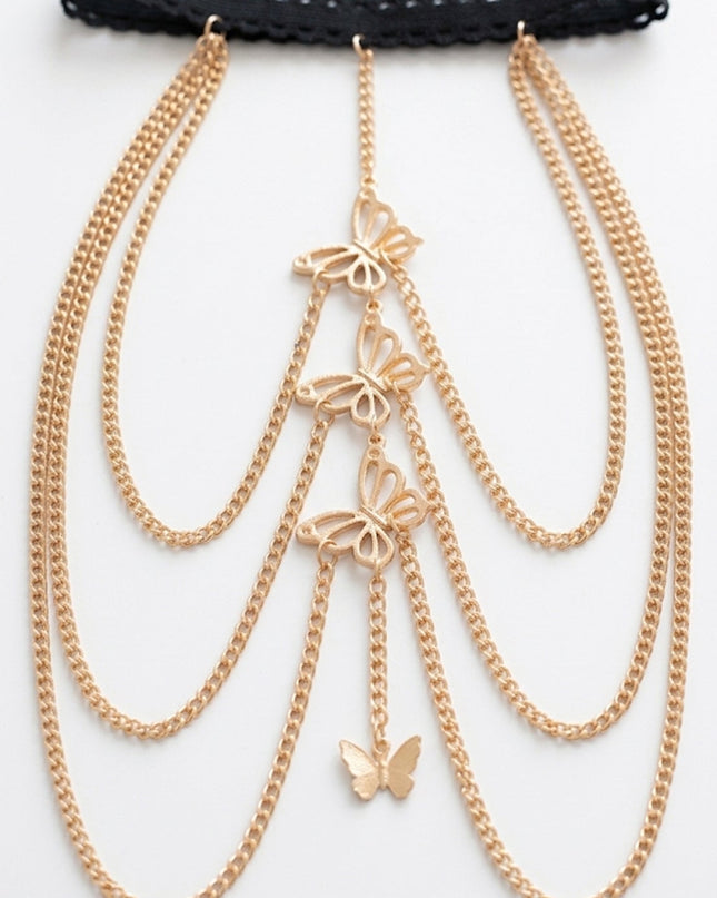 Gold Butterfly Cascade Thigh Chain