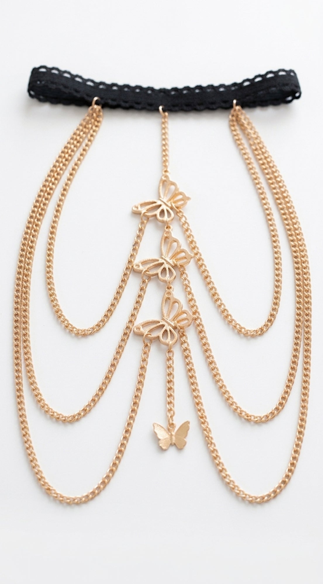 Gold Butterfly Cascade Thigh Chain