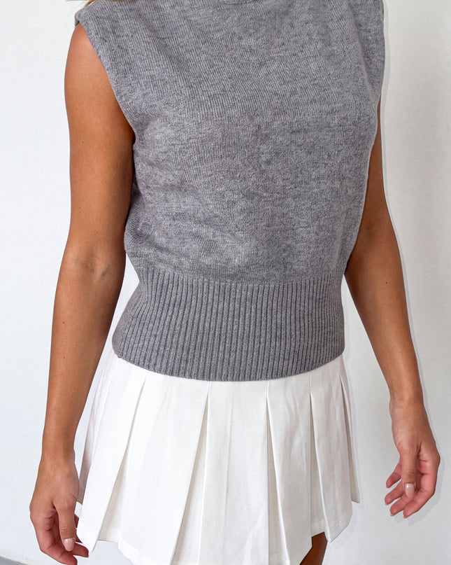 Off White Pleated Mini Skort