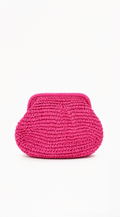 Pink Straw Clutch Bag