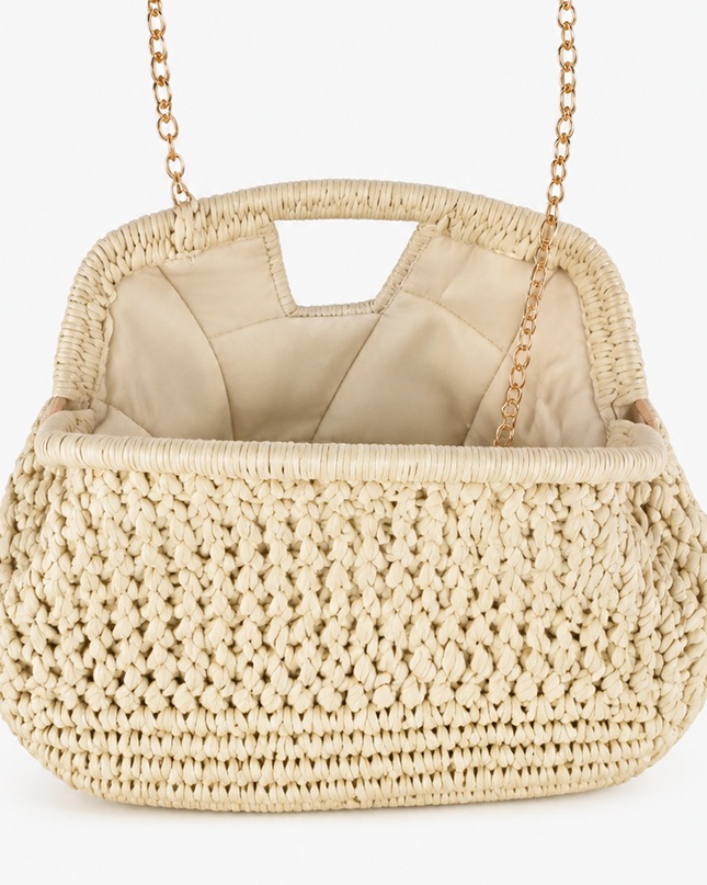 Ivory Woven Clutch Bag