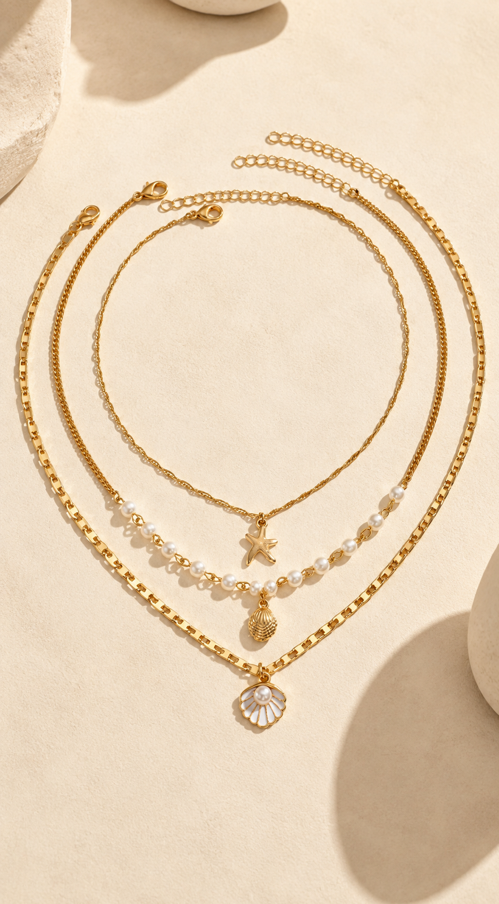 Gold Pearl & Starfish Necklace