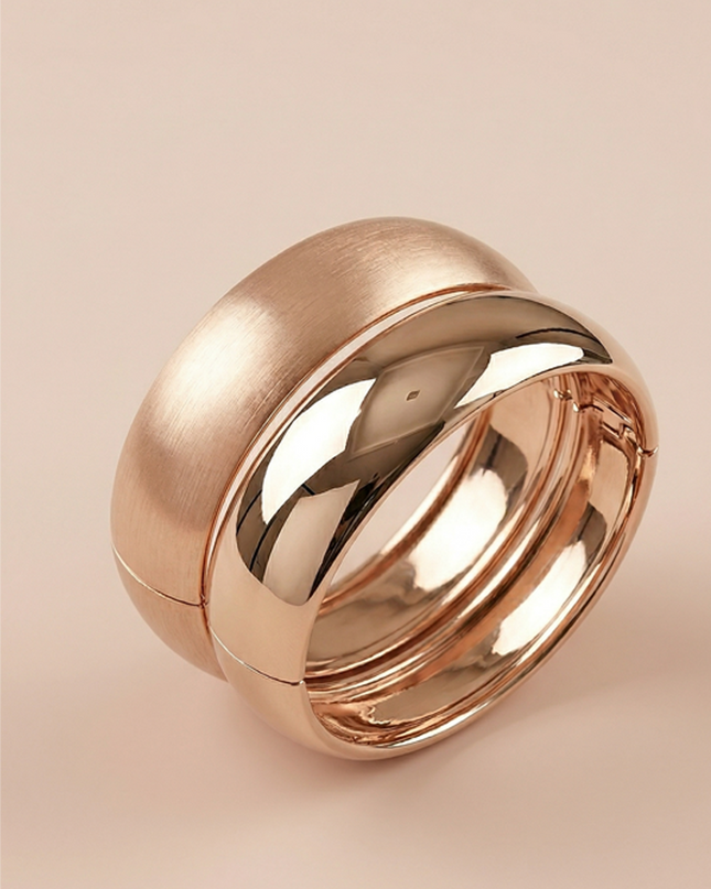 Gold Two Metal Bangle Bracelet Set