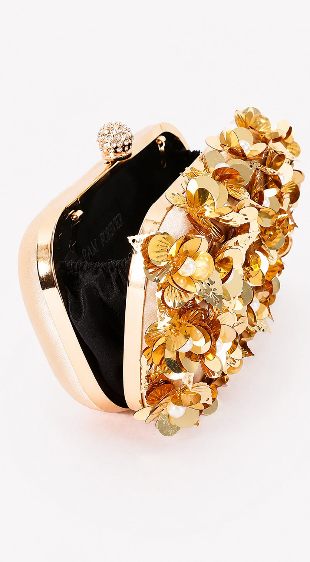 Gold Pearl & Petal Evening Clutch