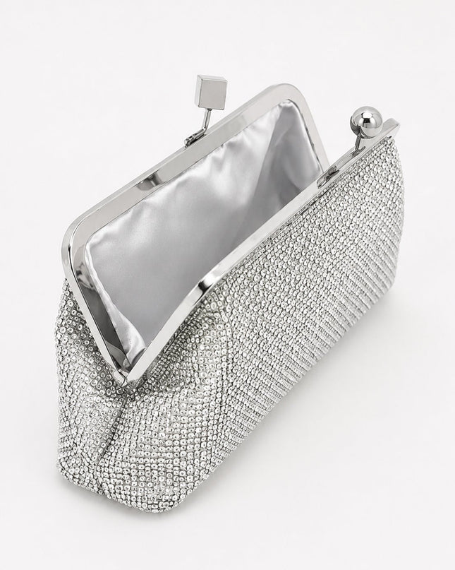 Silver Elysian Rhinestone Clutch