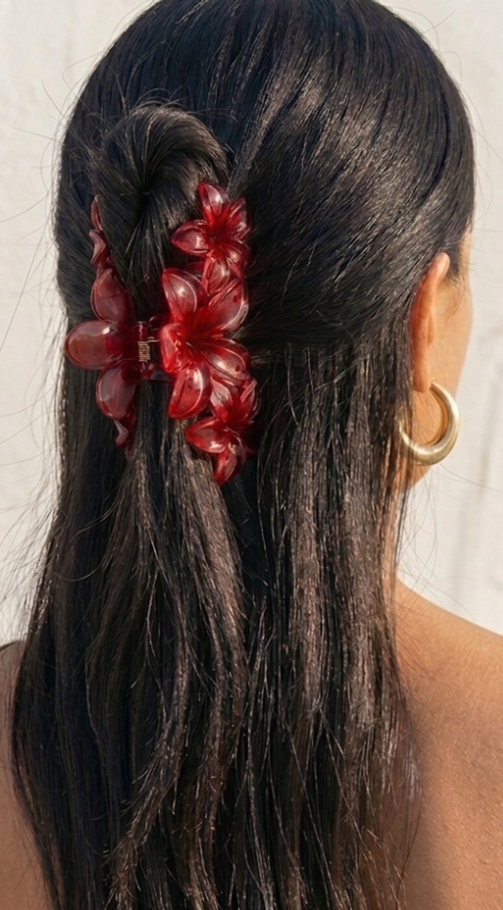 Red Flower Claw Clip