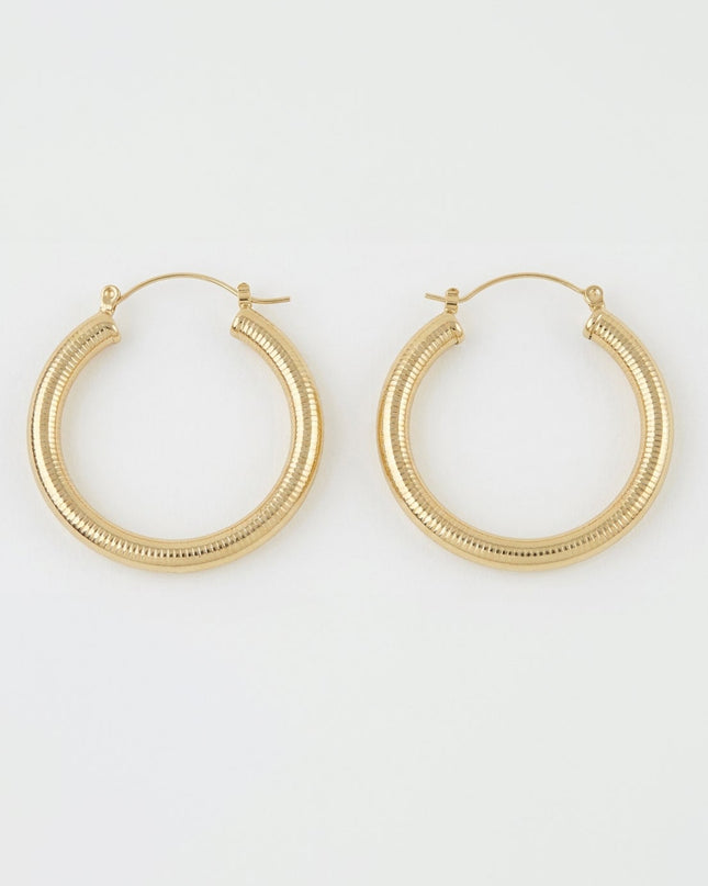 Gold Textured Hoop Earrings