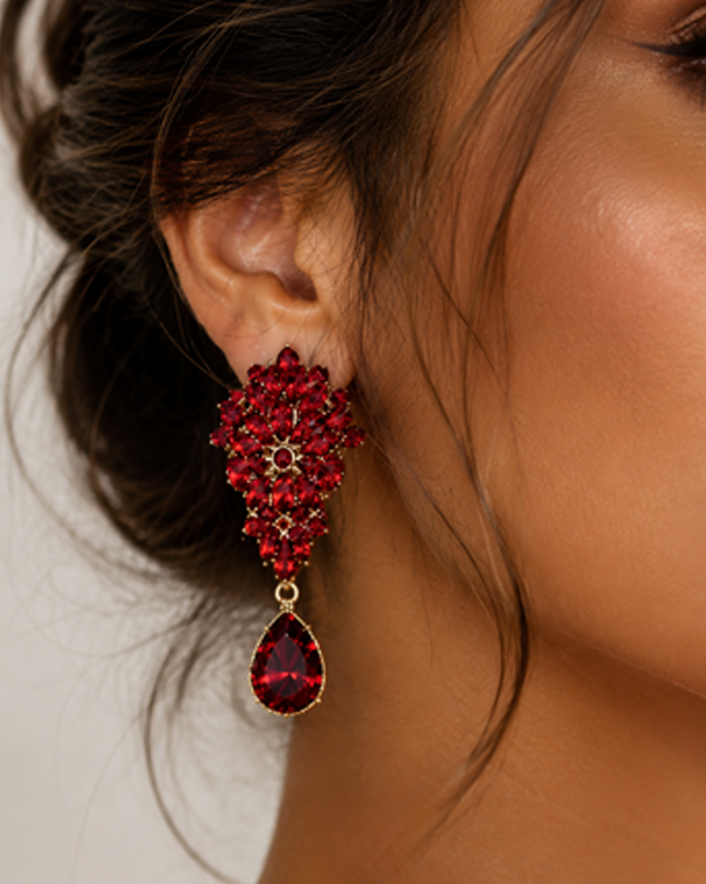 Red Marquise Teardrop Earrings