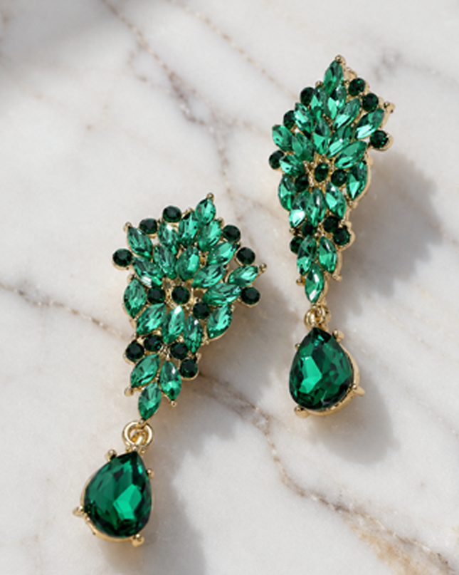 Green Marquise Teardrop Earrings