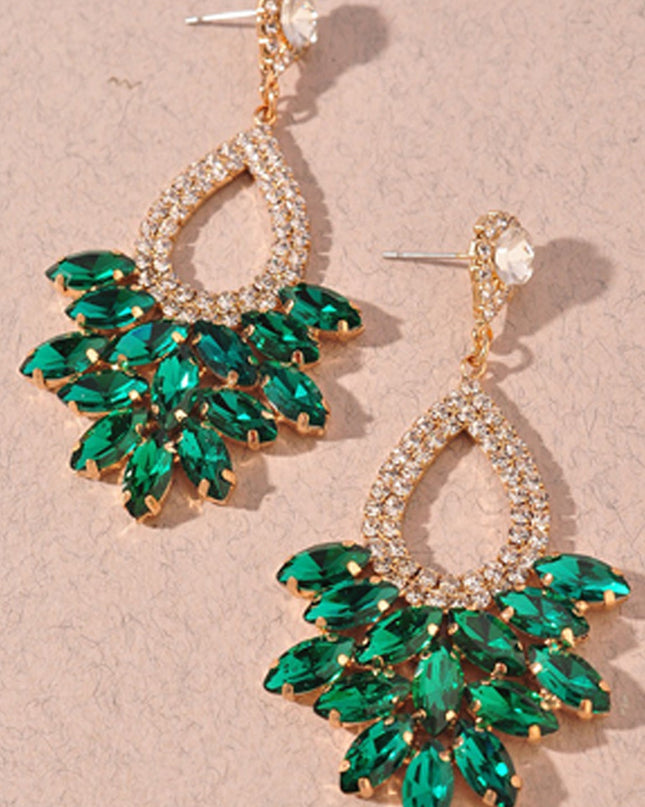 Green Look Rhinestone Earrings