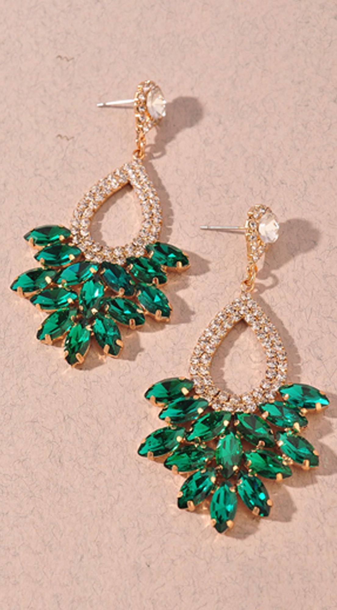 Green Look Rhinestone Earrings