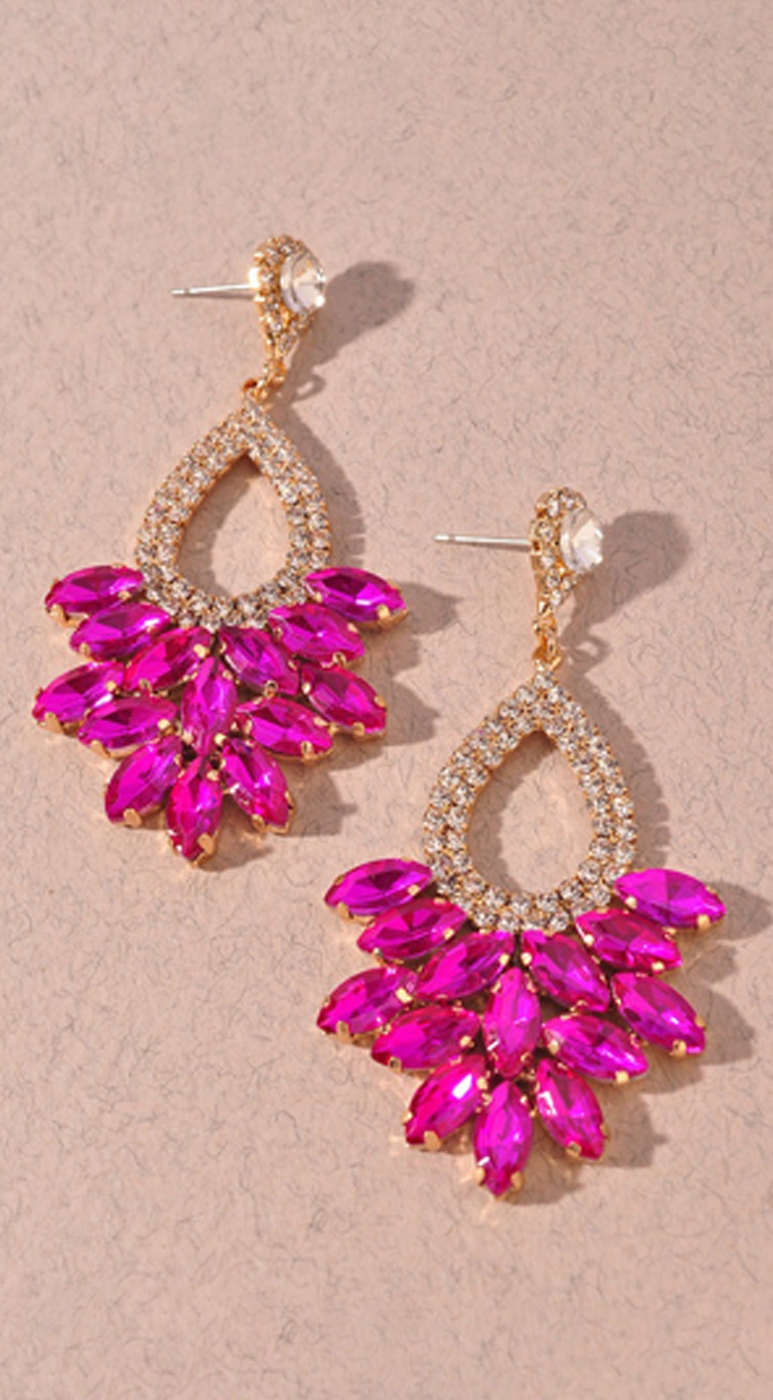 Pink Look Rhinestone Earrings
