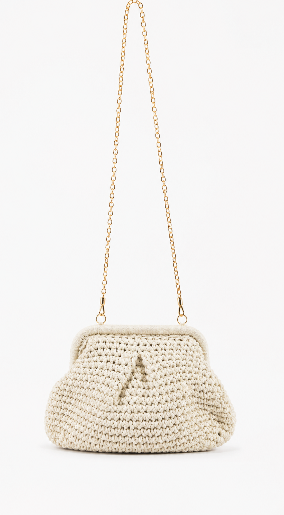 Ivory Crochet Knit Pouch Bag