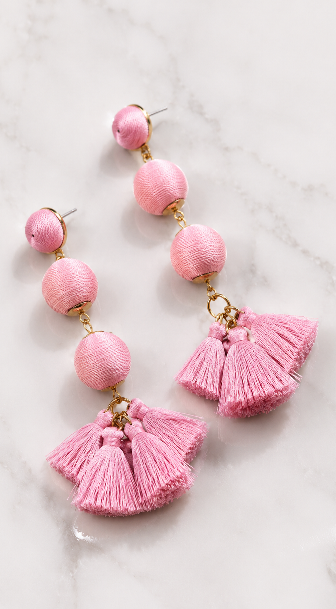 Pink Tassel Drop Earrings
