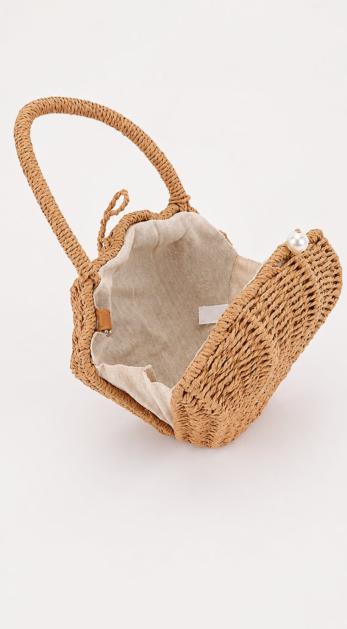 Beige Shell Bamboo Clutch Bag