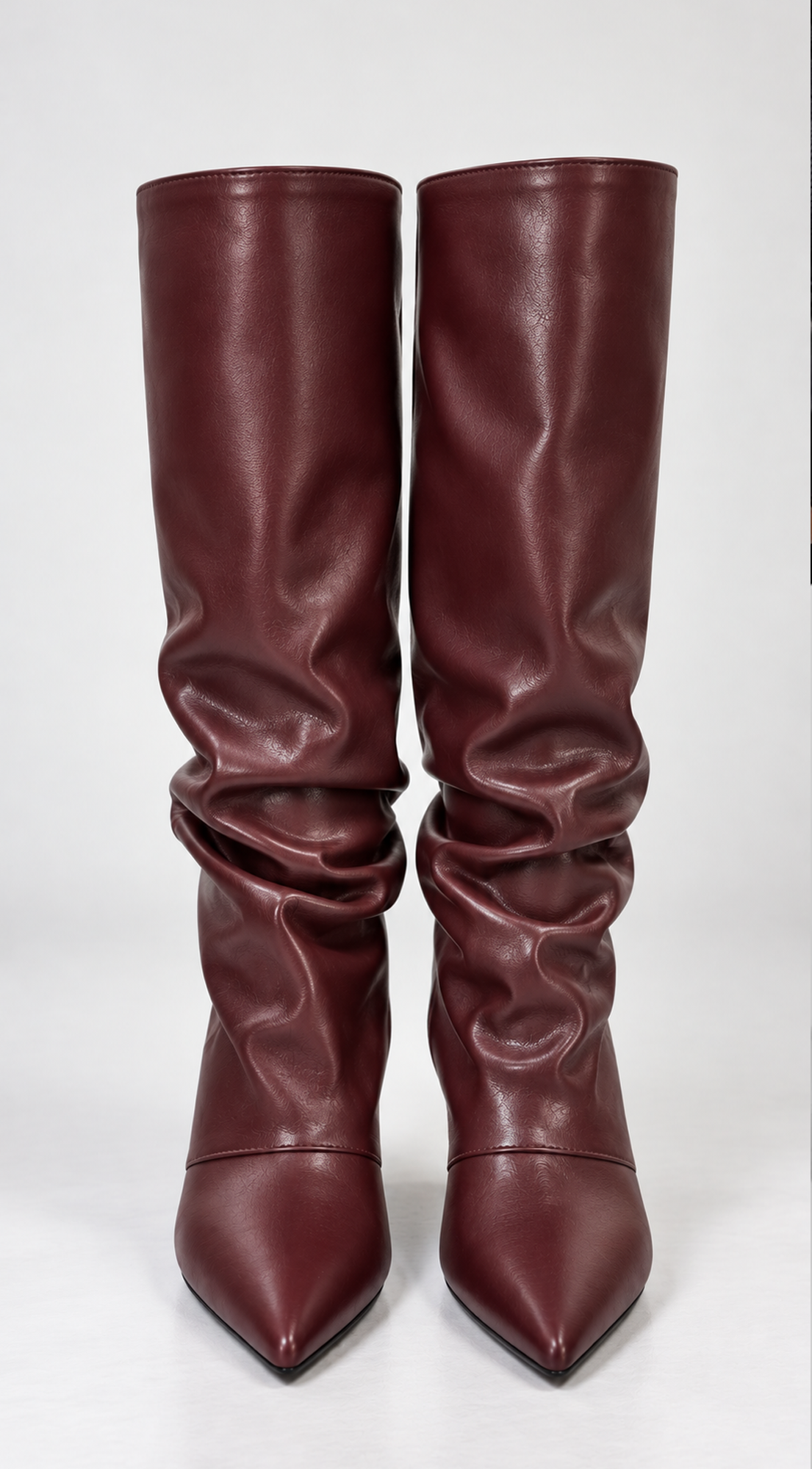 Wine Knee-high Slouch Boots