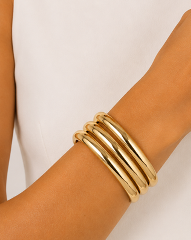 Gold 3 Piece Bangle Bracelet Set