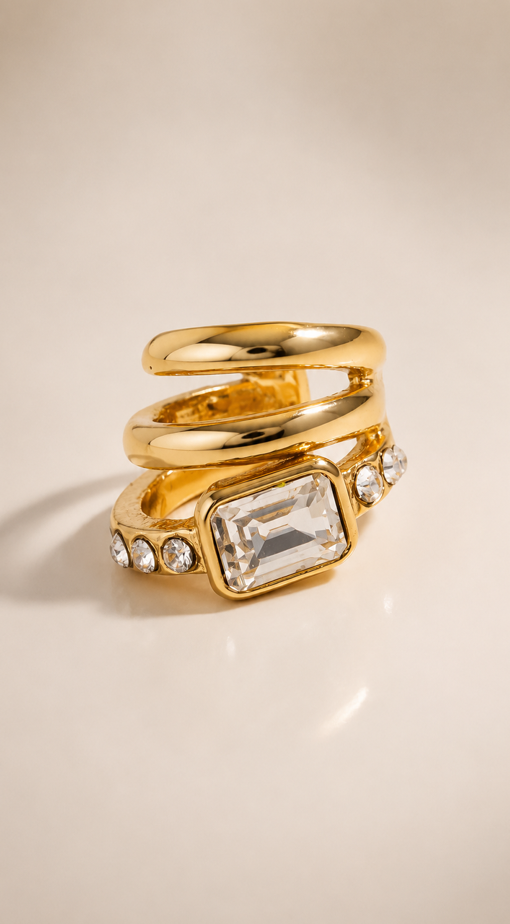 Gold Crystal Layered Ear Cuff Earrings