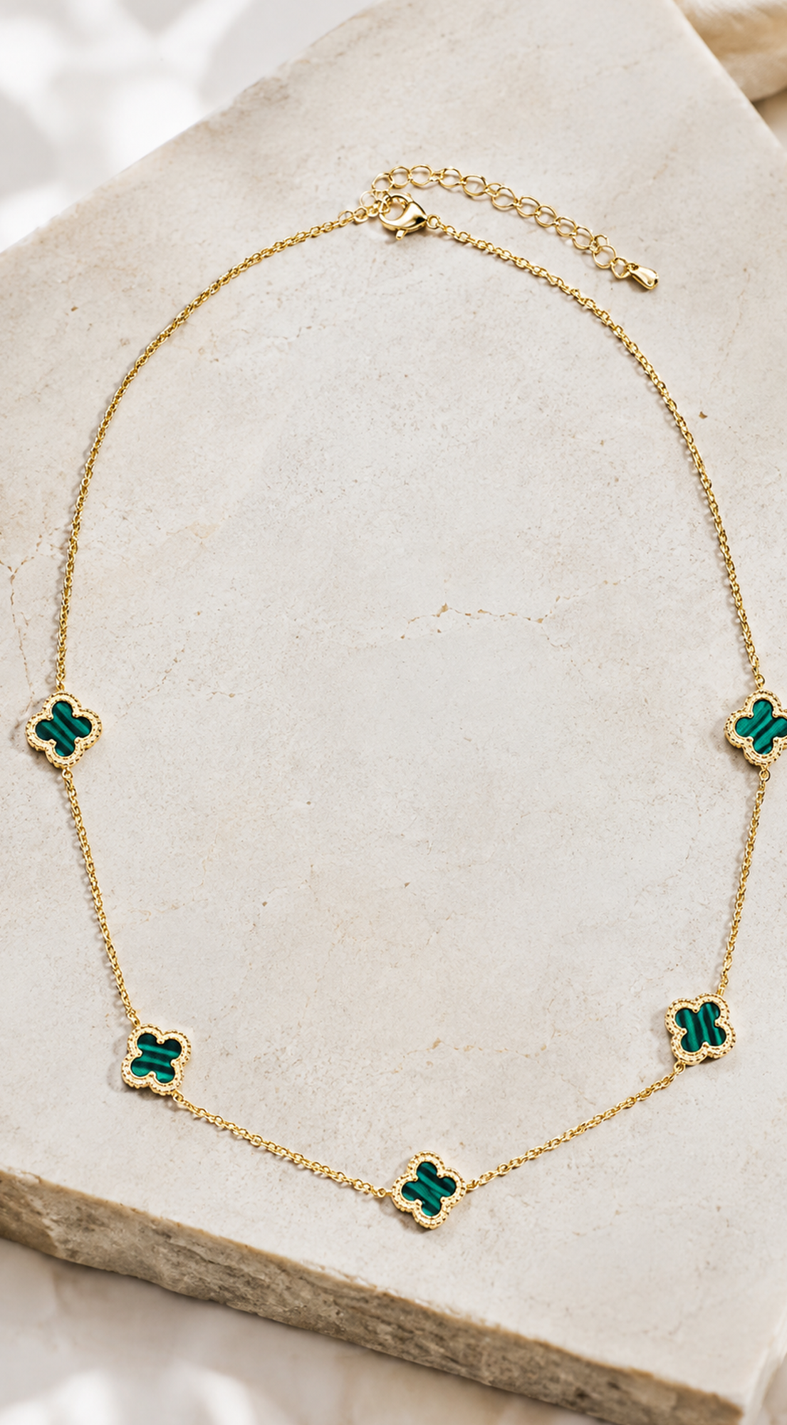 Green Zirconia Clover Chain Necklace
