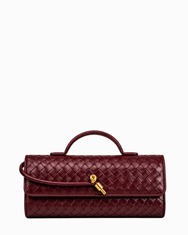 Burgundy Woven Clutch Handbag