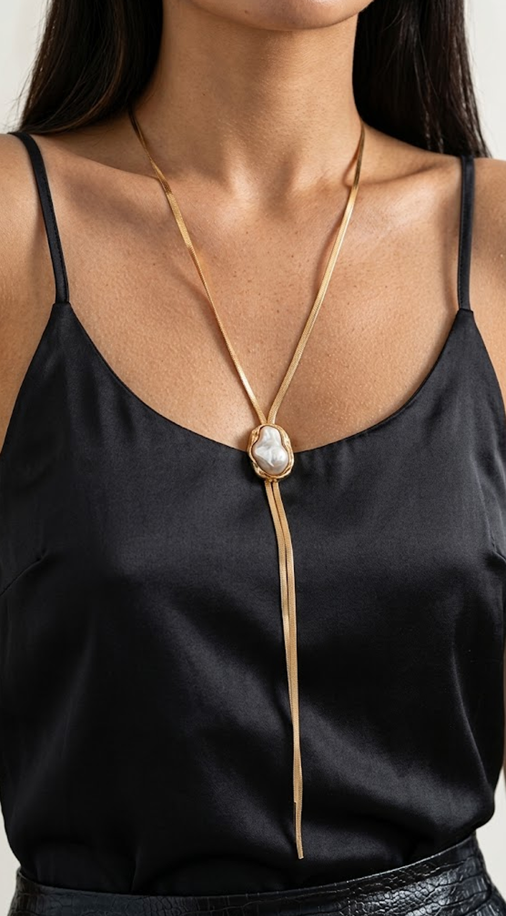 Gold Chain Pearl Necklace