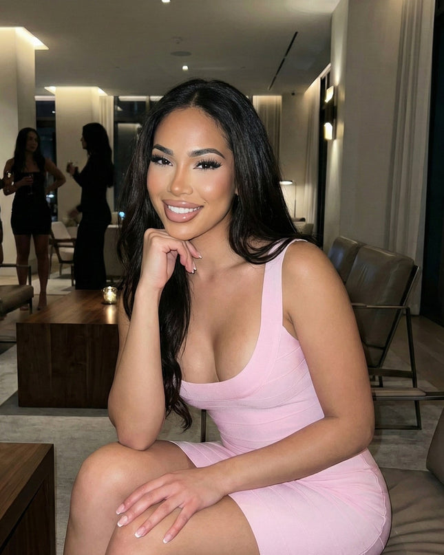 Pink Sculpt Bandage Mini Dress
