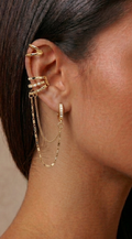 Gold Draped Chain Ear Cuff Earrings