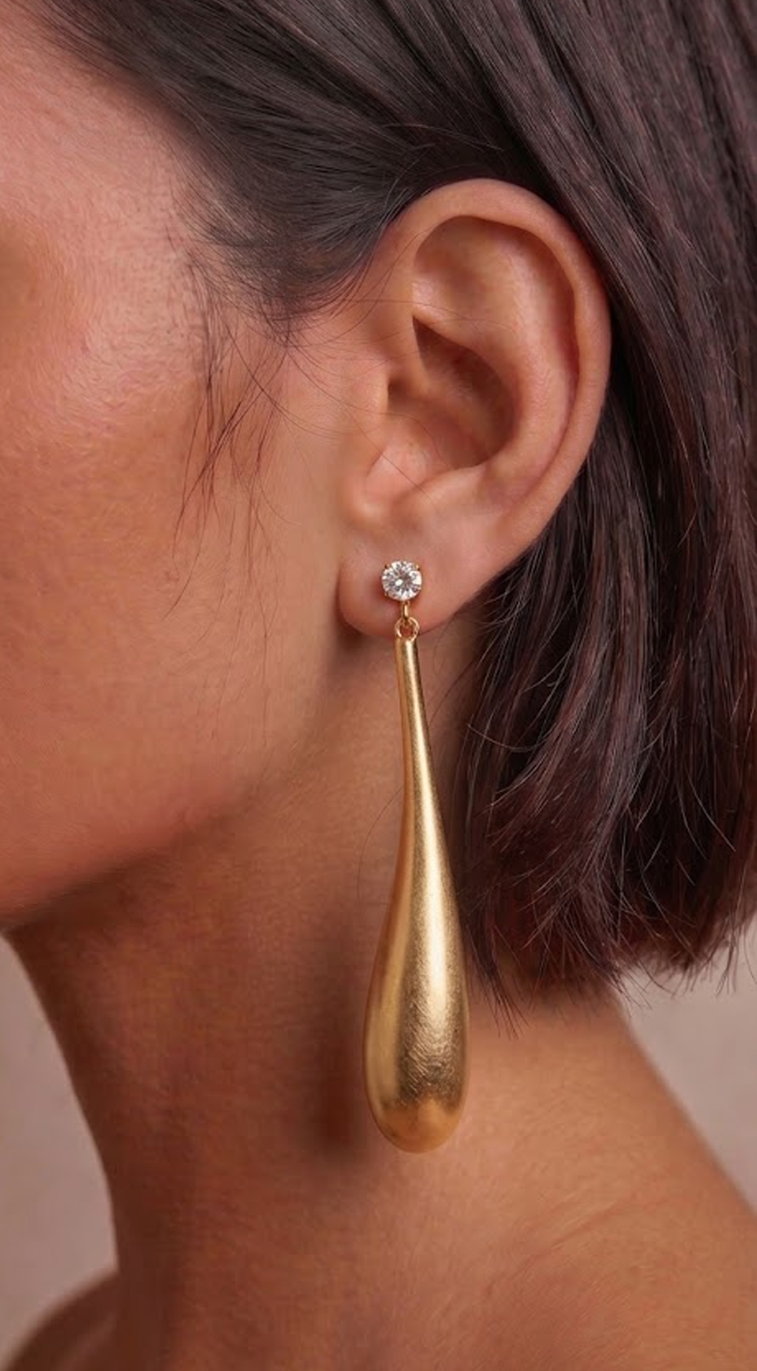 Gold Drop Rhinestone Drop Post Earrings