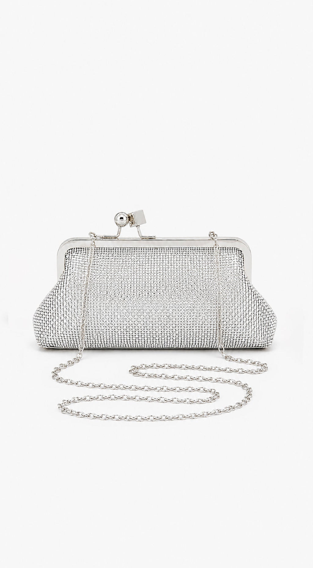 Silver Elysian Rhinestone Clutch