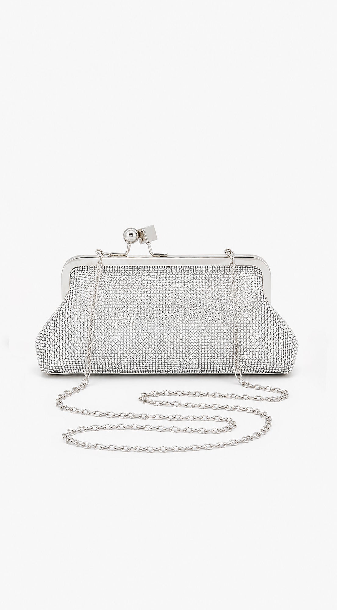 Silver Elysian Rhinestone Clutch