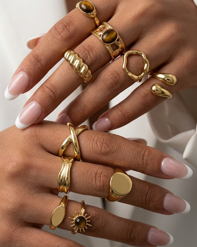 Gold Luxe 10 Piece Ring Set