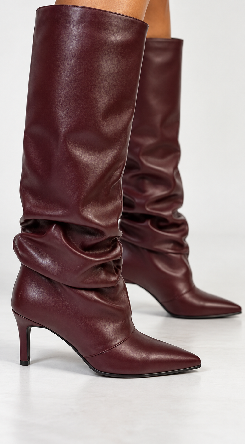 Wine Knee-high Slouch Boots
