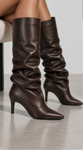 Brown Knee-high Slouch Boots