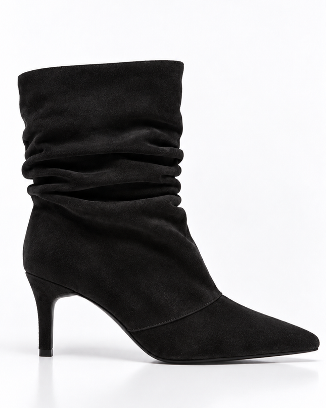 Black Suede Pointed Toe Ankle Boots