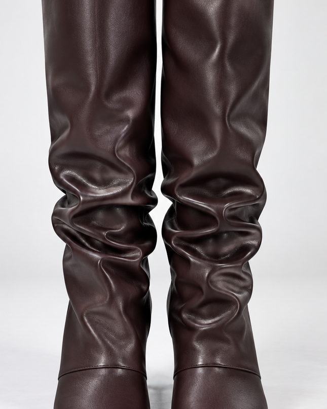 Brown Knee-high Slouch Boots