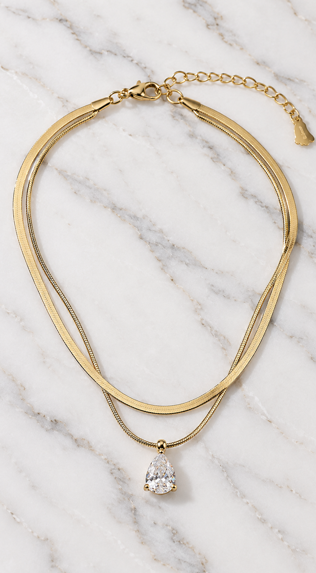Gold Charm Crystal Layered Anklet