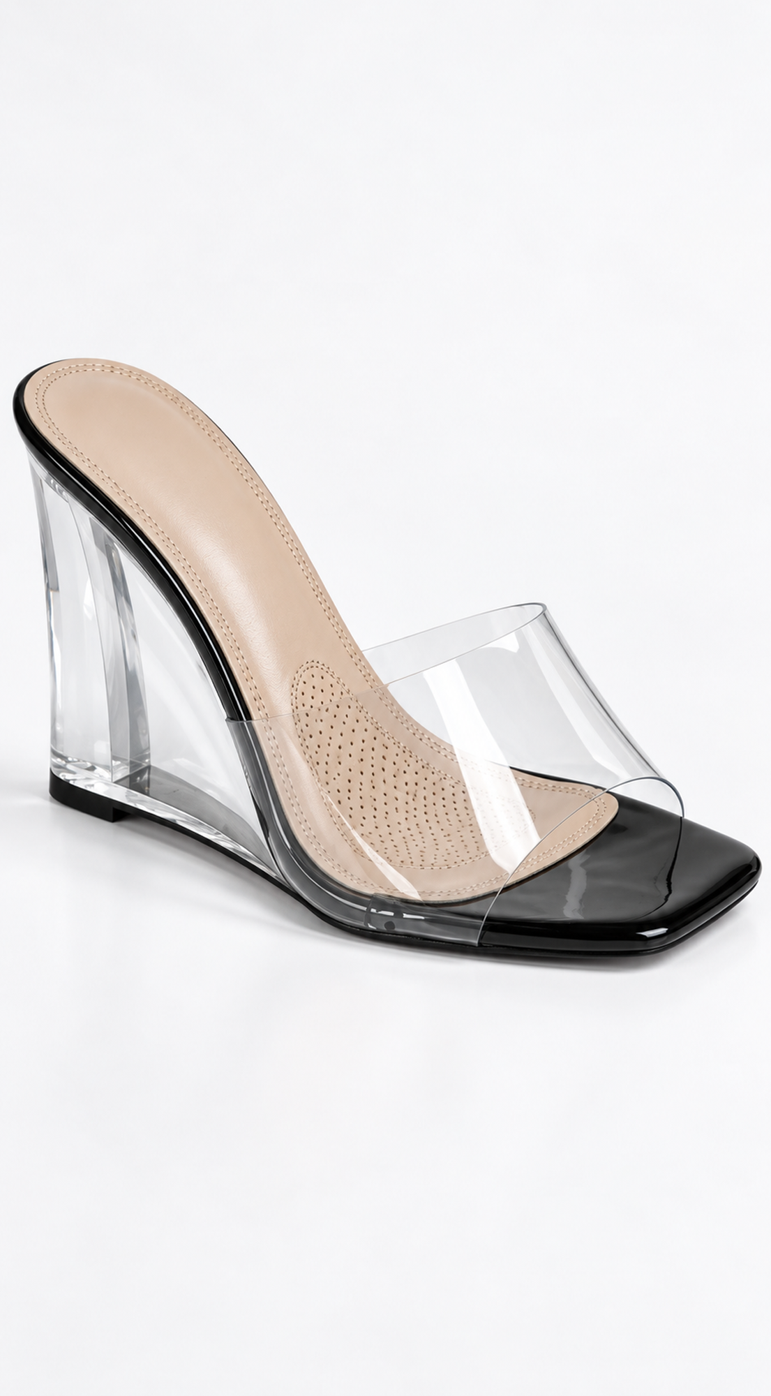 Black Clear Heel Wedges