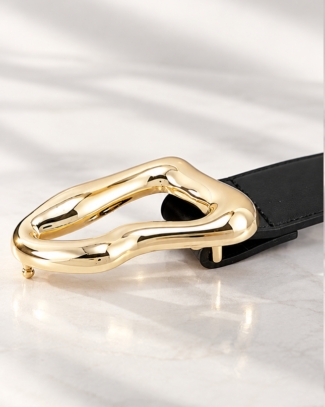 Gold Black Buckle Belt